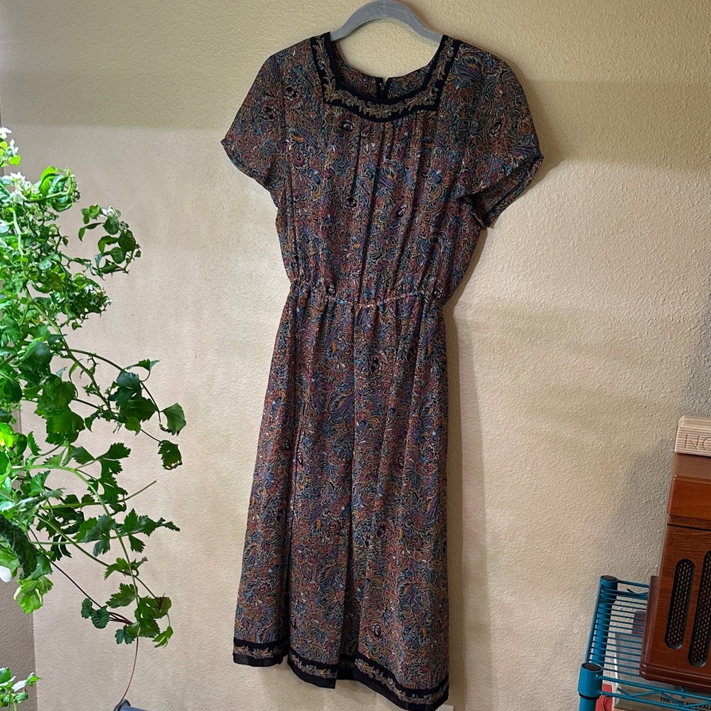 Vintage Paisley Chiffon Dress - Multicolor